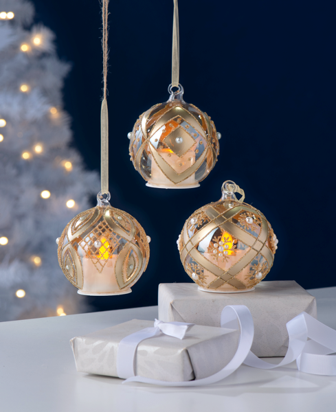 Assorted Champagne LED Candle Ball, INDIVIDIALLY SOLD