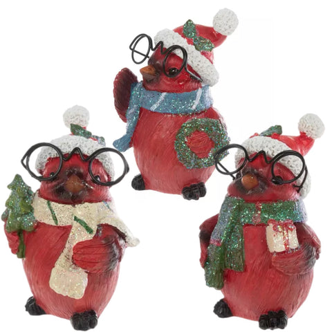 Assorted Cardinal In Glasses Figurine, INDIVIDUALLY SOLD
