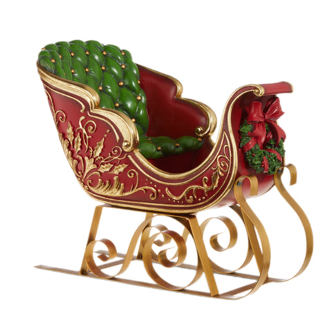 Red Sleigh With Wreath Figurine