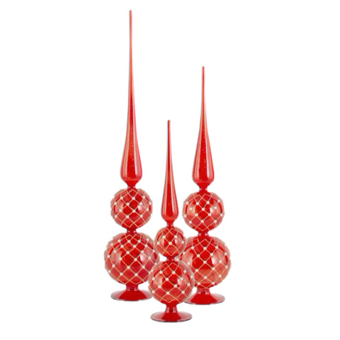 Assorted Red Diamond And Pearl Finial Figurine, INDIVIDUALLY SOLD