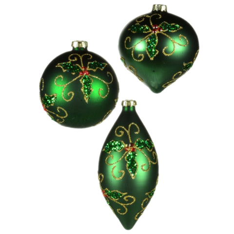 Assorted Green Holly Ball, INDIVIDUALLY SOLD