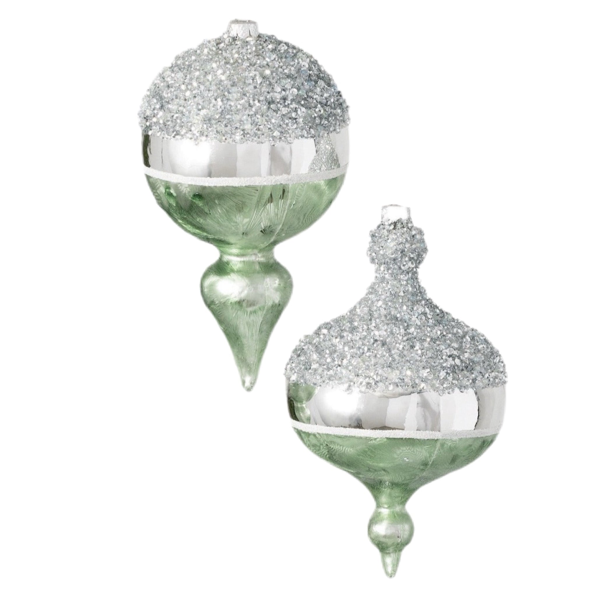 Assorted Green And Silver Finial Ball, INDIVIDUALLY SOLD