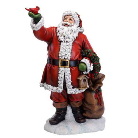 2.5' Santa Holding Cardinal Figurine