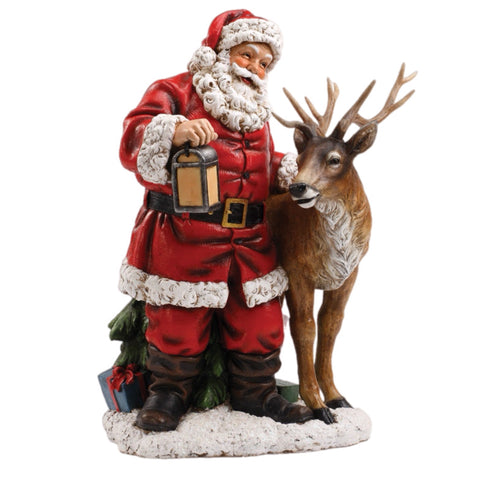 2.5' Santa And Reindeer Figurine