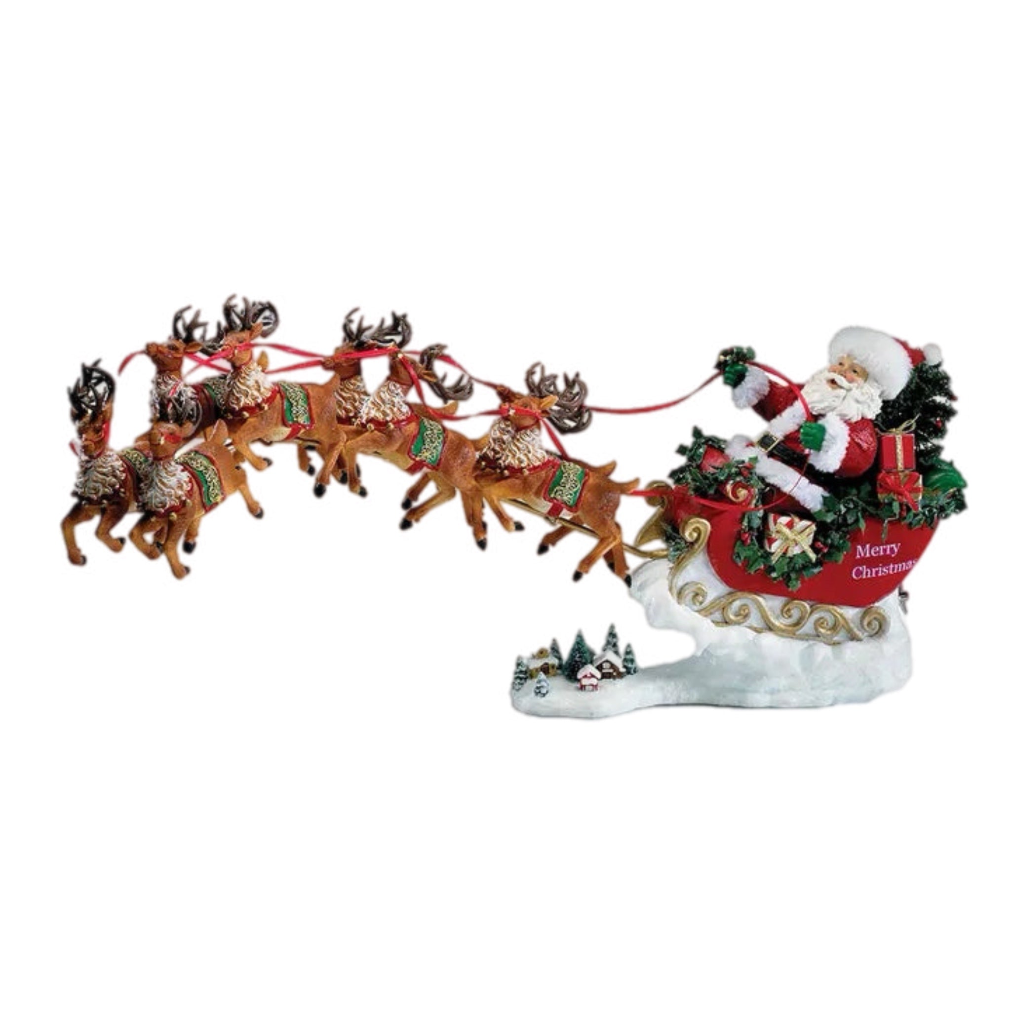 Santa With Reindeer Figurine
