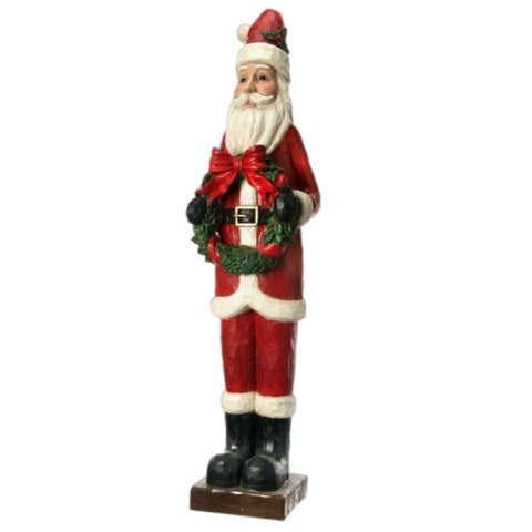 4' Slim Santa With Wreath Figurine