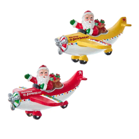 Assorted Santa In Airplane Ornament, INDIVIDUALLY SOLD