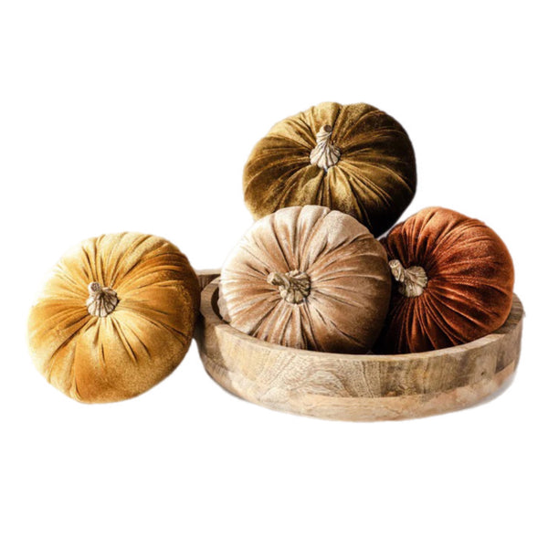 Assorted Small Velvet Pumpkin Figurine, INDIVIDUALLY SOLD