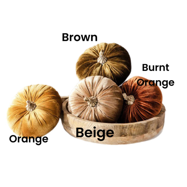 Assorted Small Velvet Pumpkin Figurine, INDIVIDUALLY SOLD