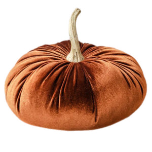 Burnt Orange Velvet Pumpkin Figurine