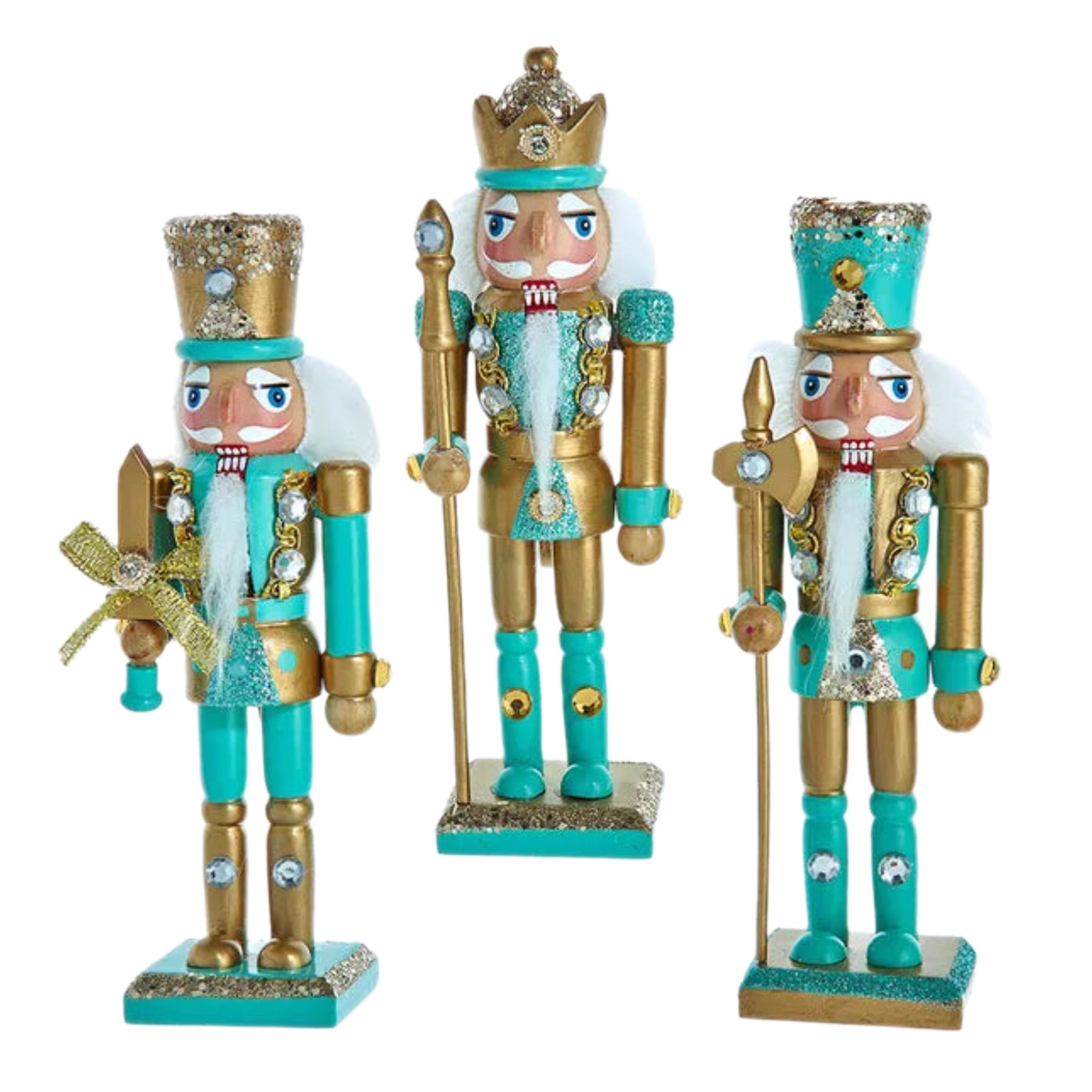 Assorted Aqua & Gold Nutcracker Ornament, INDIVIDUALLY SOLD
