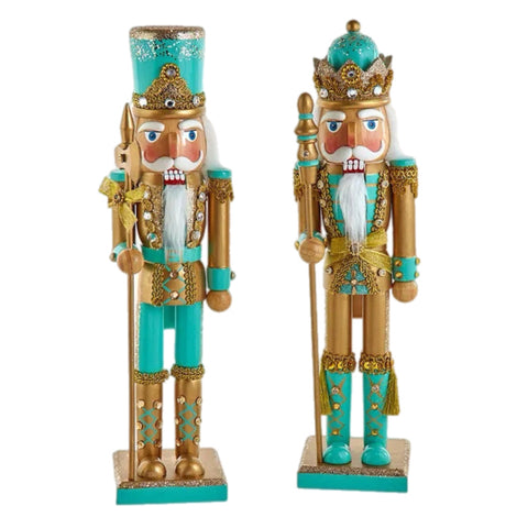 Assorted 11" Aqua & Gold Nutcracker, INDIVIDUALLY SOLD