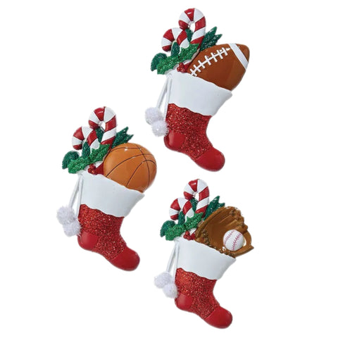 Assorted Sport Stocking Ornament, INDIVIDUALLY SOLD