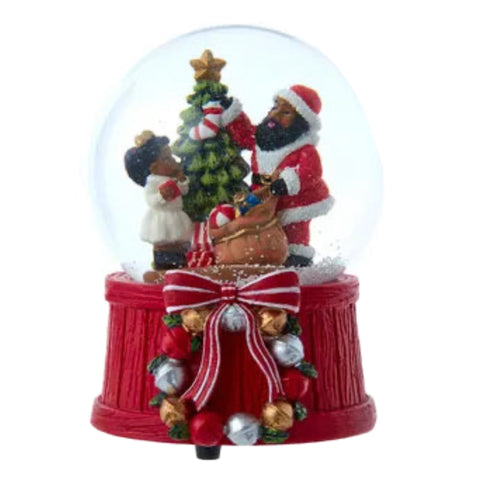 African Santa With Child Snowglobe