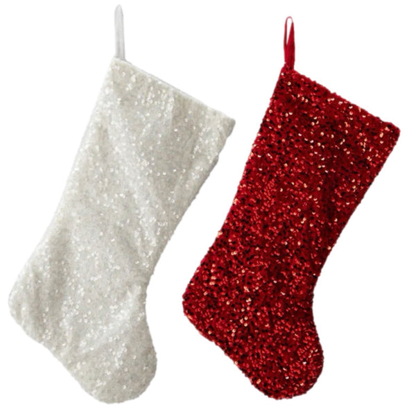 Assorted 19" Glittered Stocking, INDIVIDUALLY SOLD