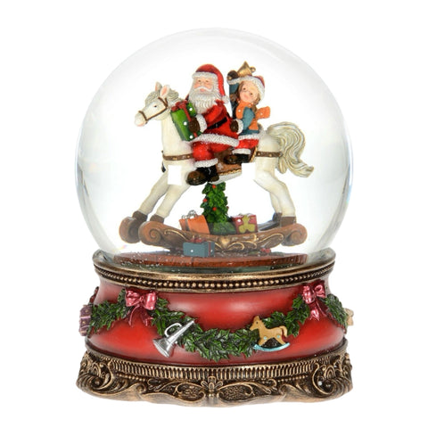 Santa On Rocking Horse Snowglobe