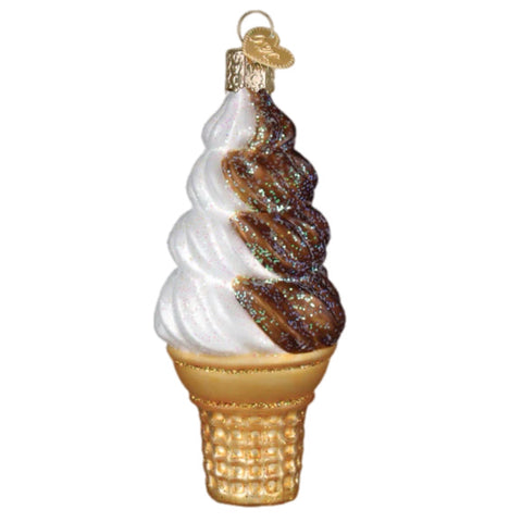 Soft Serve Chocolate Swirl Ice Cream Cone Ornament
