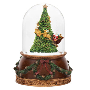 Christmas Tree With Santa's Sleigh Snowglobe