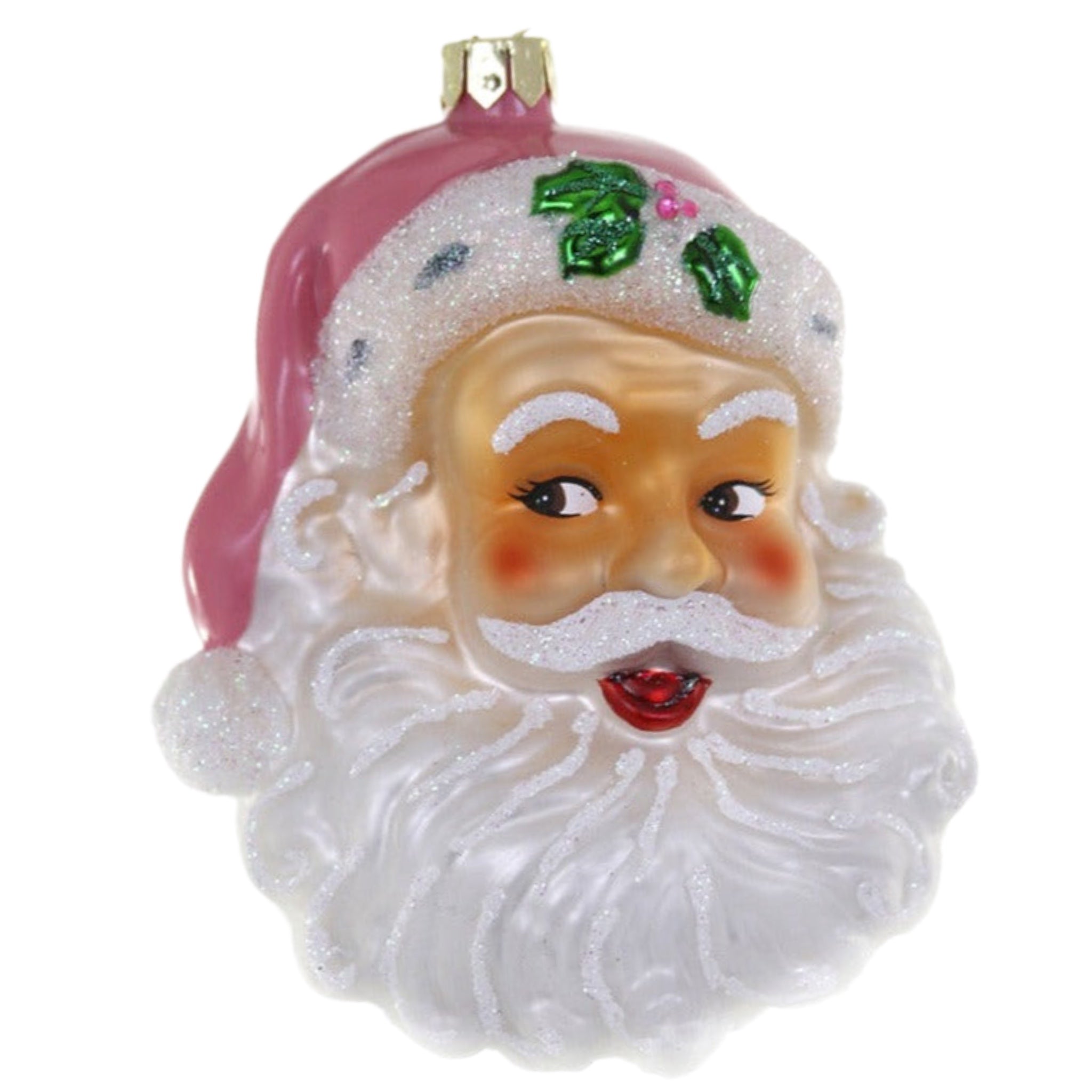 Pink Santa Head Ornament