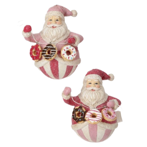 Assorted Santa With Doughnut Garland Ornament, INDIVIDUALLY SOLD