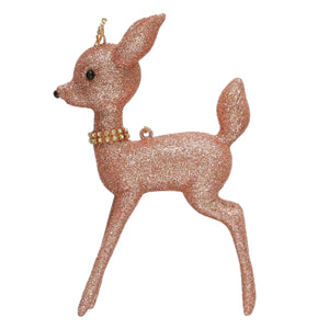 Pink Glitter Deer Ornament