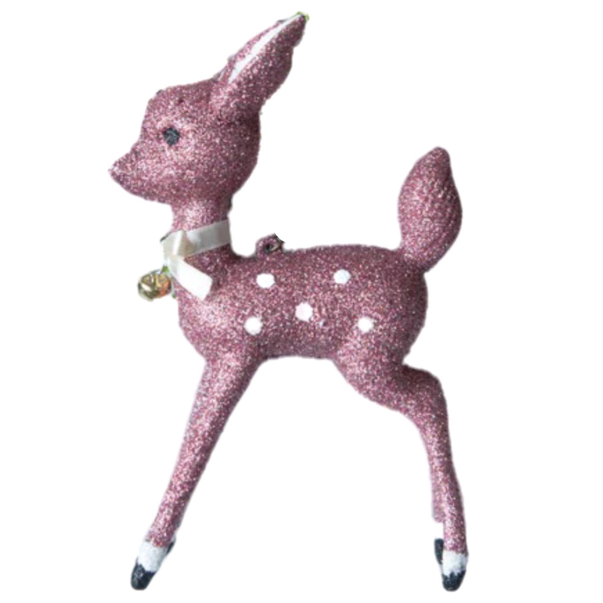 Pink Deer Glittered Ornament