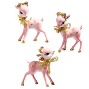 Assorted Pink Deer Ornament, INDIVIDUALLY SOLD