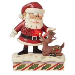 Santa Petting Rudolph Figurine