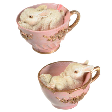 Assorted Bunny In Teacup Ornament, INDIVIDUALLY SOLD