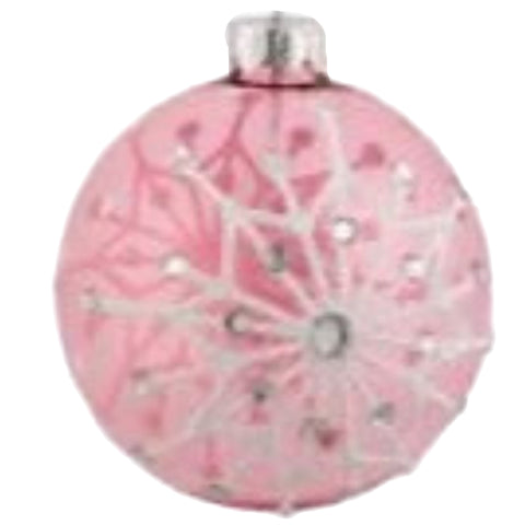 3" Pink Snowflake Ball