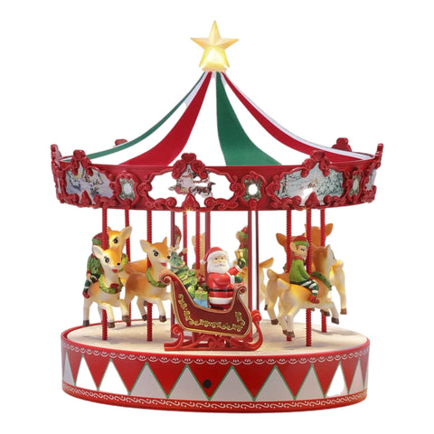 Vintage Santa And Reindeer Carousel