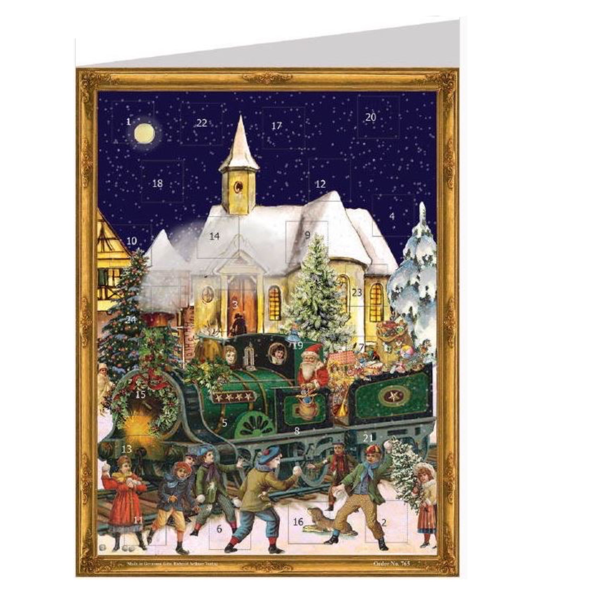 Individual Santa In Train Paper Advent Calendar Countdown Christmas Card