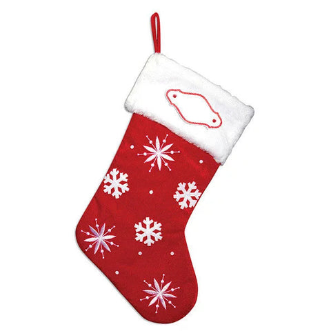 18" Red Snowflake Stocking