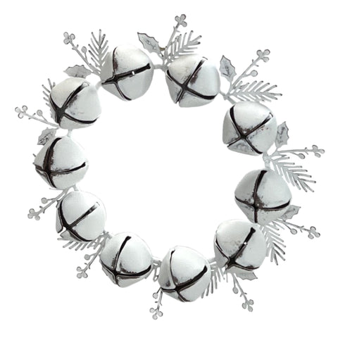 7.5" White Metal Bell Wreath Ornament