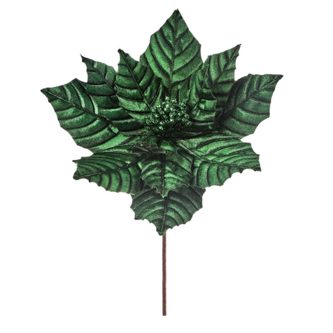 Green Metallic Poinsettia Stem