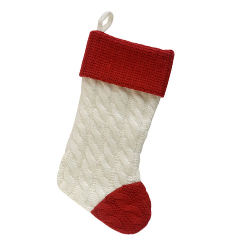 16.5" Red And White Knit Stocking