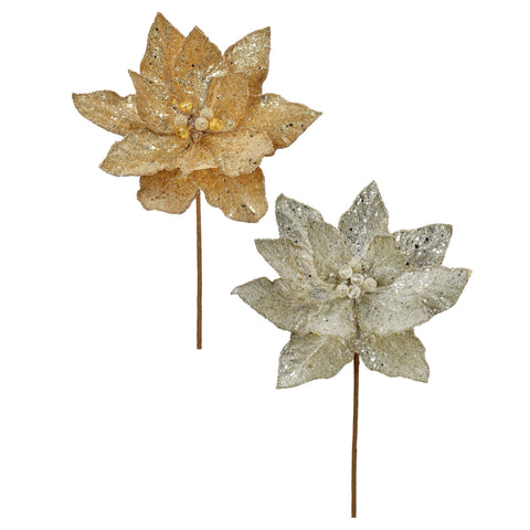 Assorted Beaded Poinsettia Stem, INDIVIDUALLY SOLD