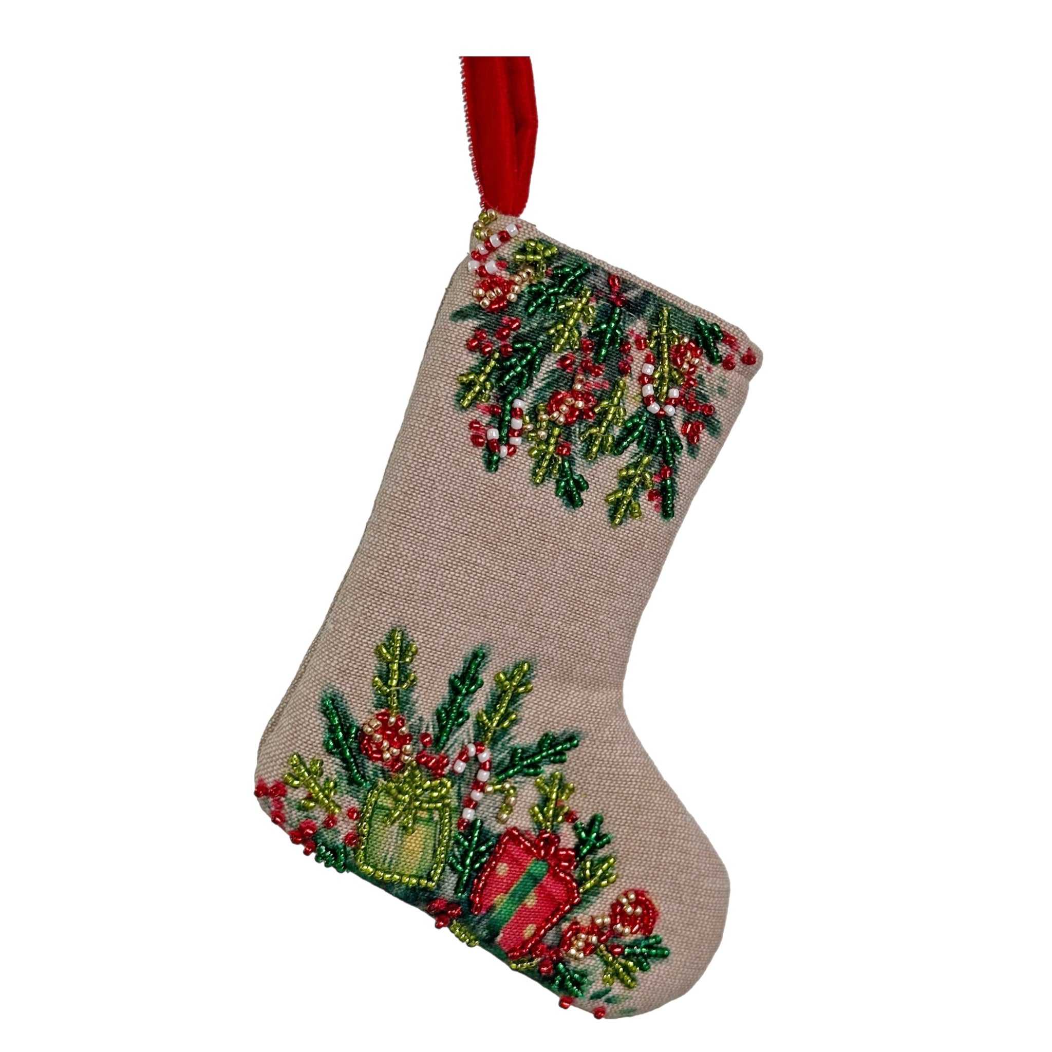 6.5" Fir And Gifts Stocking - SMALL