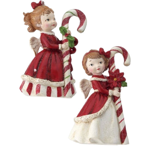 Assorted Angel With Candy Cane Ornament, INDIVIDUALLY SOLD