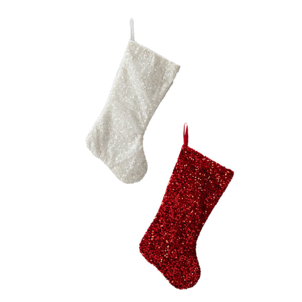 Assorted 19" Glittered Stocking, INDIVIDUALLY SOLD