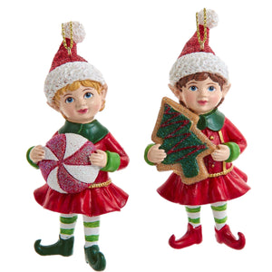 Assorted Elf Holding Cookie Ornament, INDIVIDUALLY SOLD