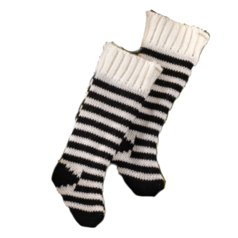 8" Large Black And White Stocking Ornament