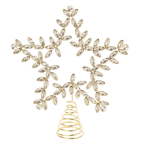 11.5" Non Lit Gold Jeweled Star Tree Topper