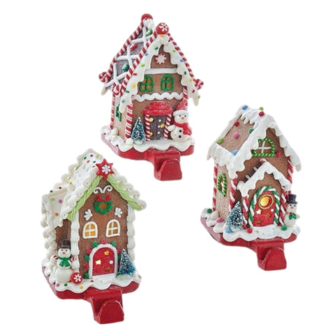 Assorted Lit Gingerbread House Stocking Holder, INDIVIDUALLY SOLD