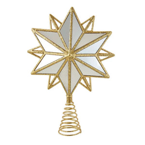 13.5" Non Lit Gold Mirrored Star Tree Topper