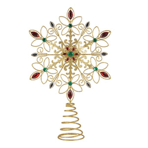 14" Non Lit Gold Jewel Star Tree Topper