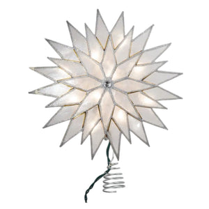 9" Lit Silver Capiz Star Tree Topper