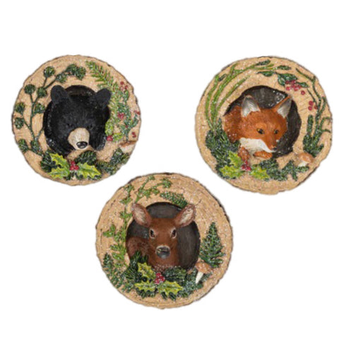 Assorted Woodland Animal On Disk Ornament, INDIVIDUALLY SOLD