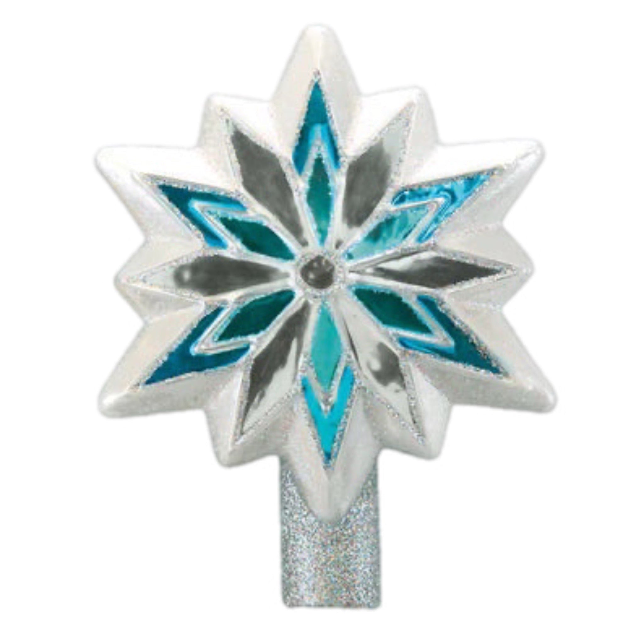 7" Non Lit Silver And Blue Snowflake Tree Topper