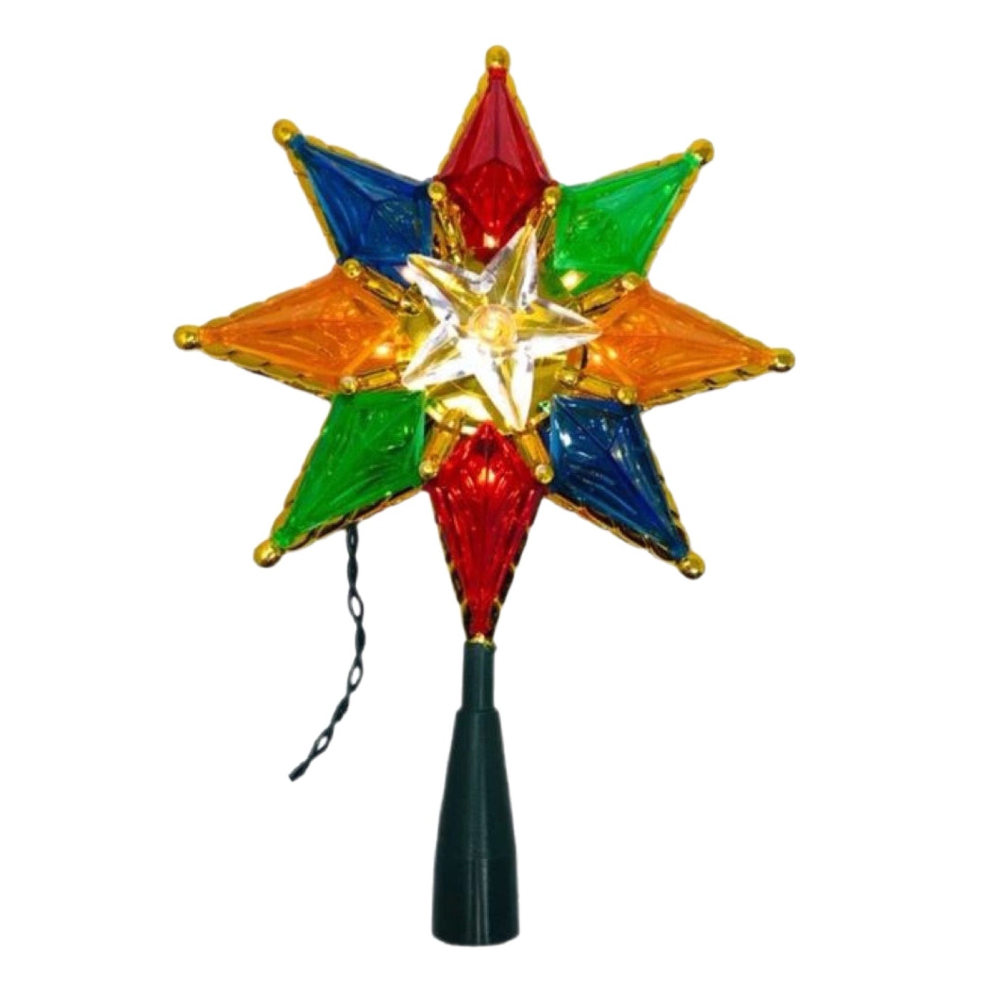 8" Lit Multicoloured Star Tree Topper